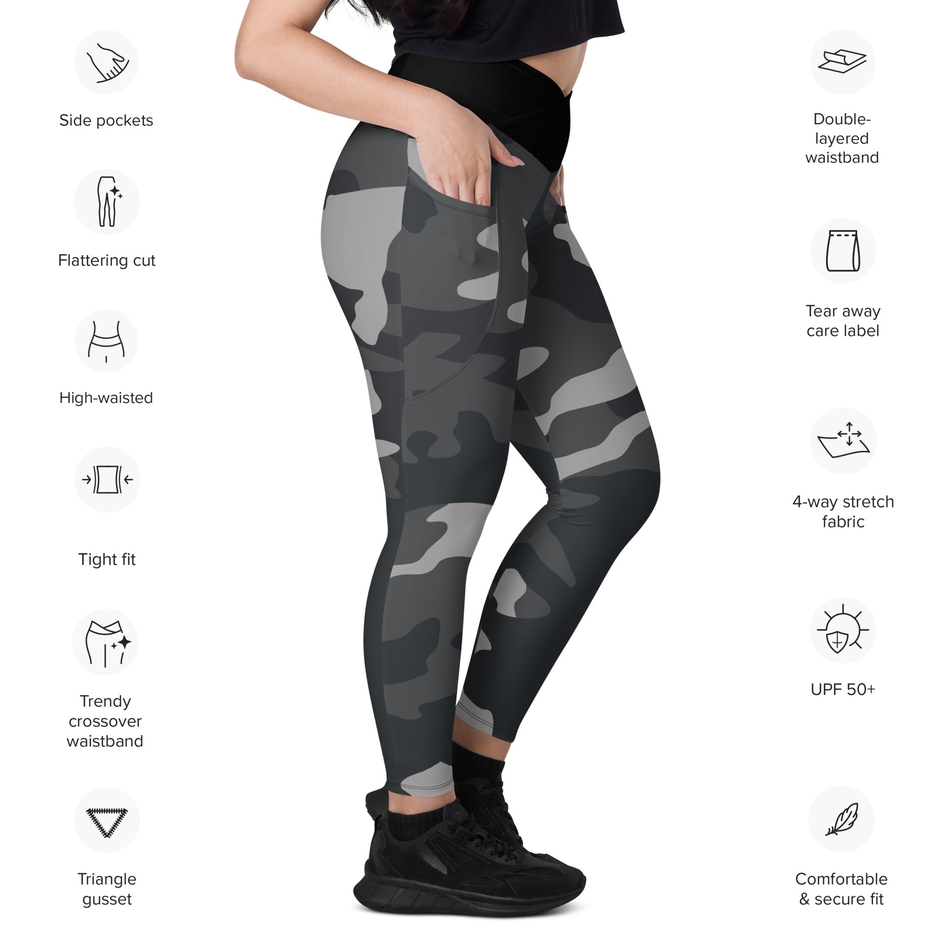Crossover leggings with pockets - Bonfire Hustle