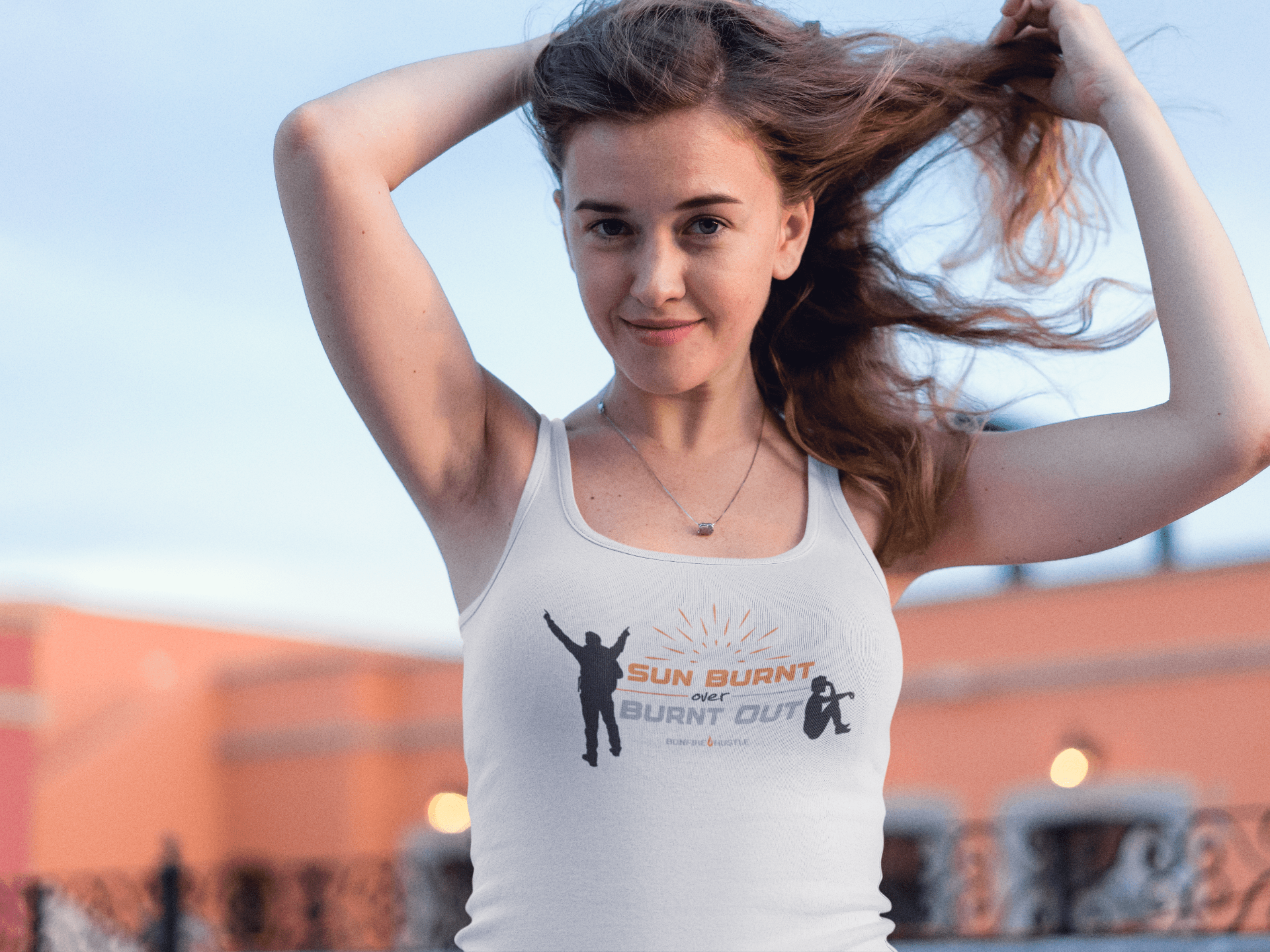 Women's Racerback Tank - Bonfire Hustle