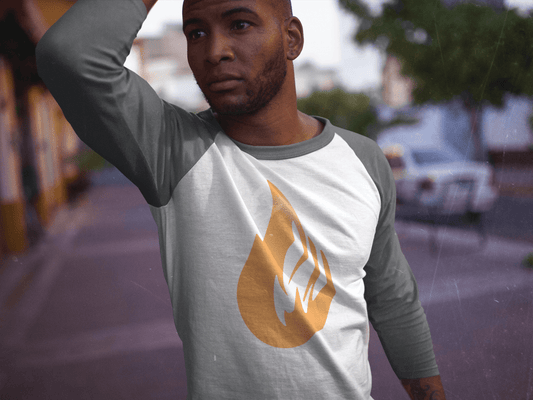 Bonfire Tri-Blend 3/4 Sleeve Raglan T-Shirt - Bonfire Hustle