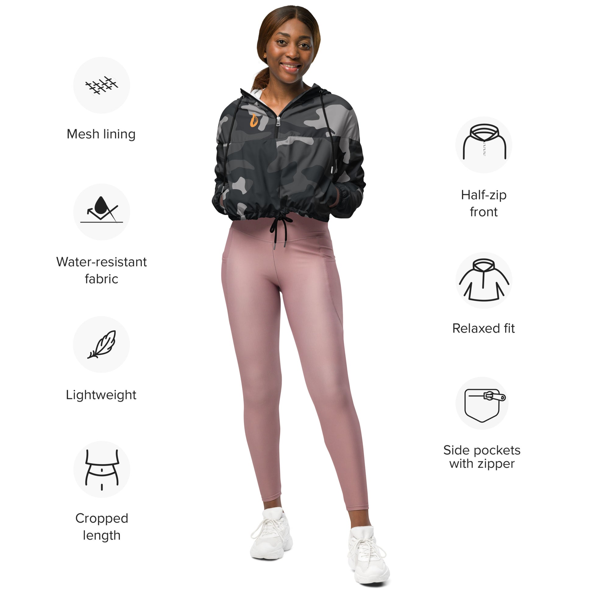 Women’s cropped windbreaker - Bonfire Hustle