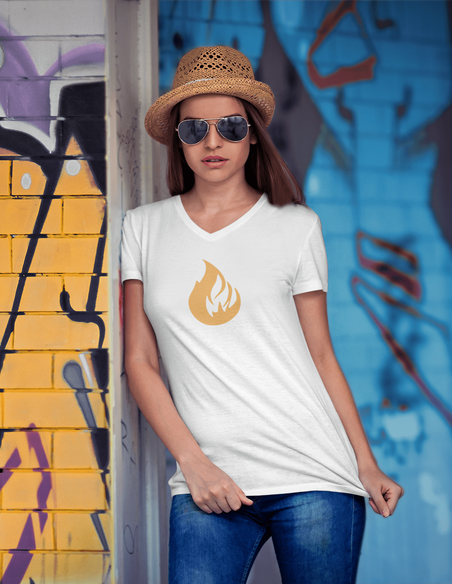 Women’s Bonfire v-neck t-shirt - Bonfire Hustle