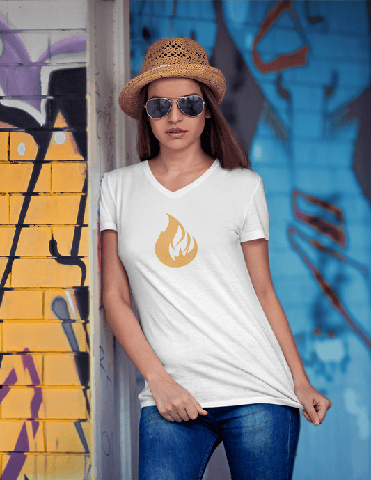 Women’s Bonfire v-neck t-shirt - Bonfire Hustle
