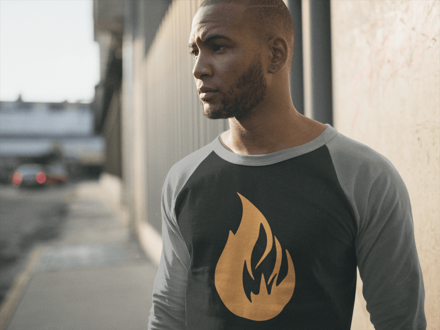 Bonfire Tri-Blend 3/4 Sleeve Raglan T-Shirt - Bonfire Hustle