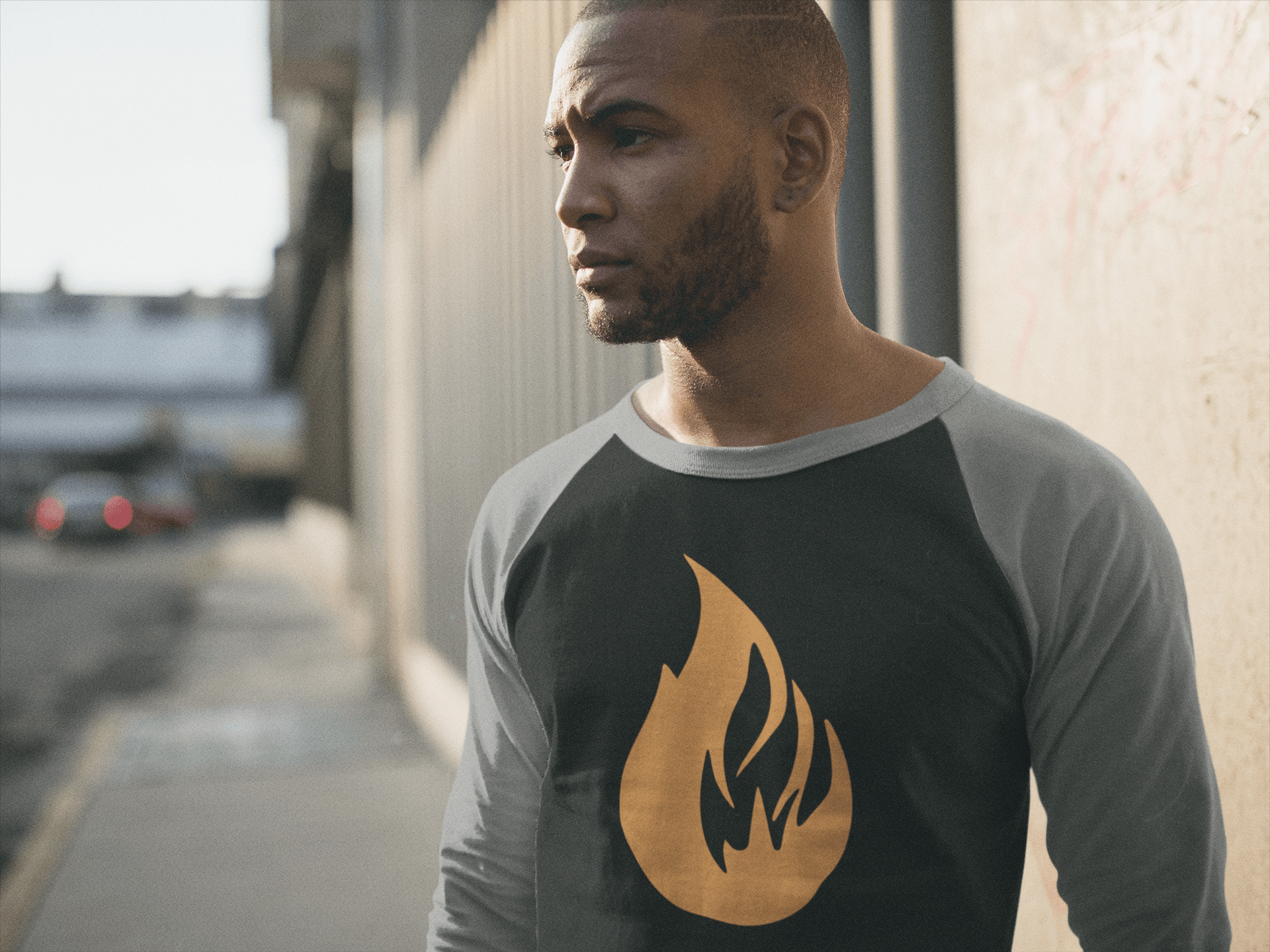 Bonfire Tri-Blend 3/4 Sleeve Raglan T-Shirt - Bonfire Hustle