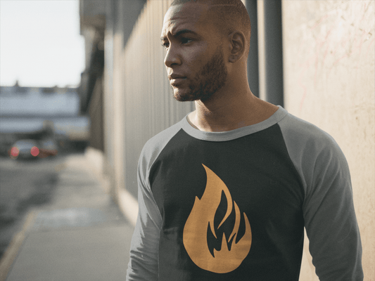 Bonfire Tri-Blend 3/4 Sleeve Raglan T-Shirt - Bonfire Hustle